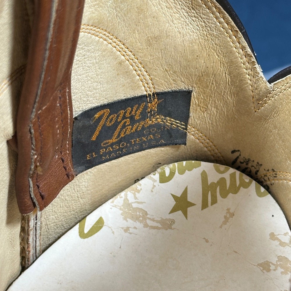 70s Tony Lama Cognac Brown Leather Western Cowboy Boots Made in USA Size 9 VTG - Picture 7 of 13